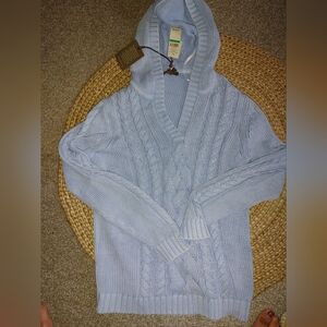 Tommy Bahama Sea Glass Cable Knit Sweater Sz.L powder blue NWT